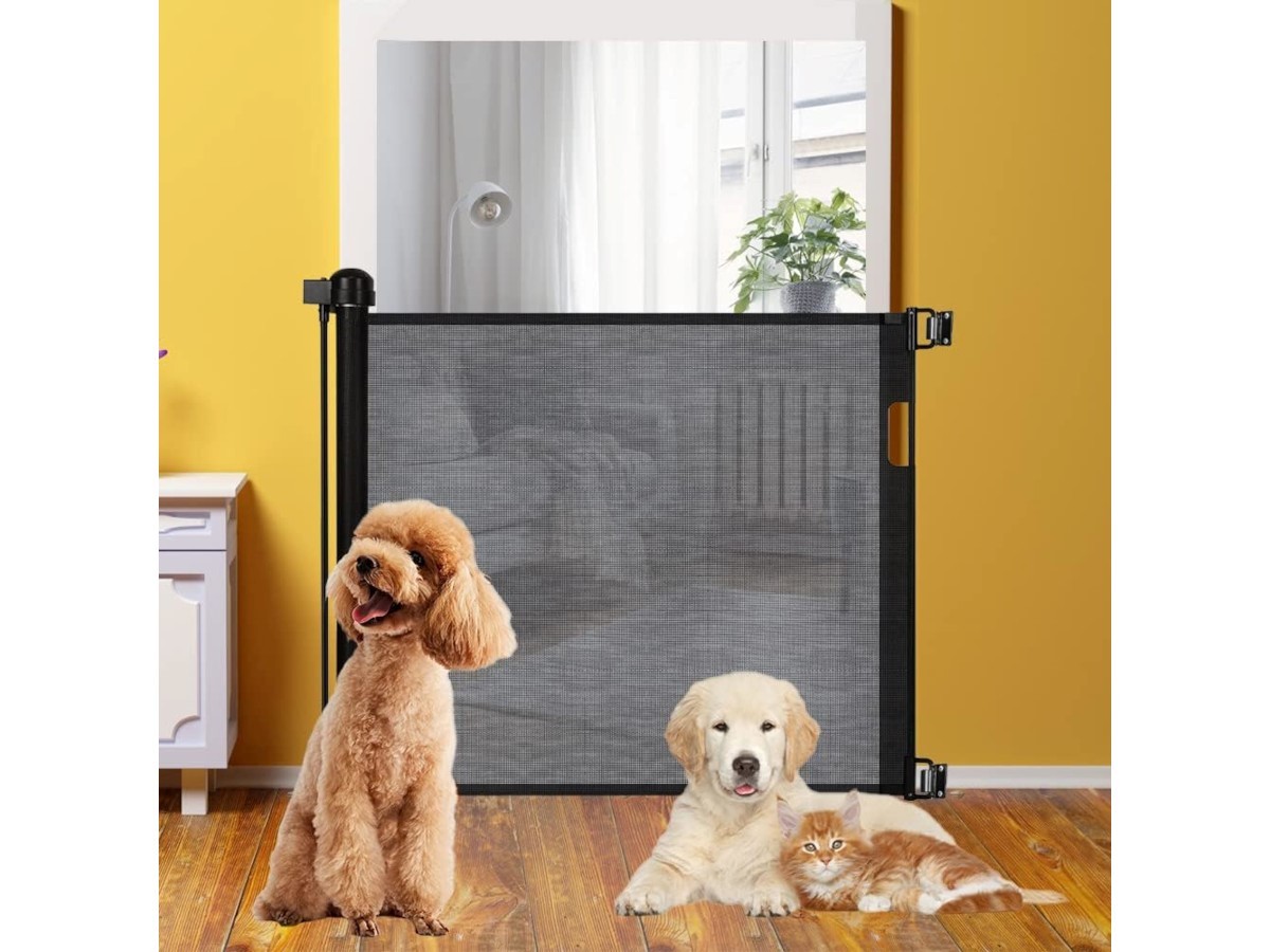 MPM Retractable Pet Gate 33-Inches Tall, Extends up to 55 Inches Extra Wide Pet gallery