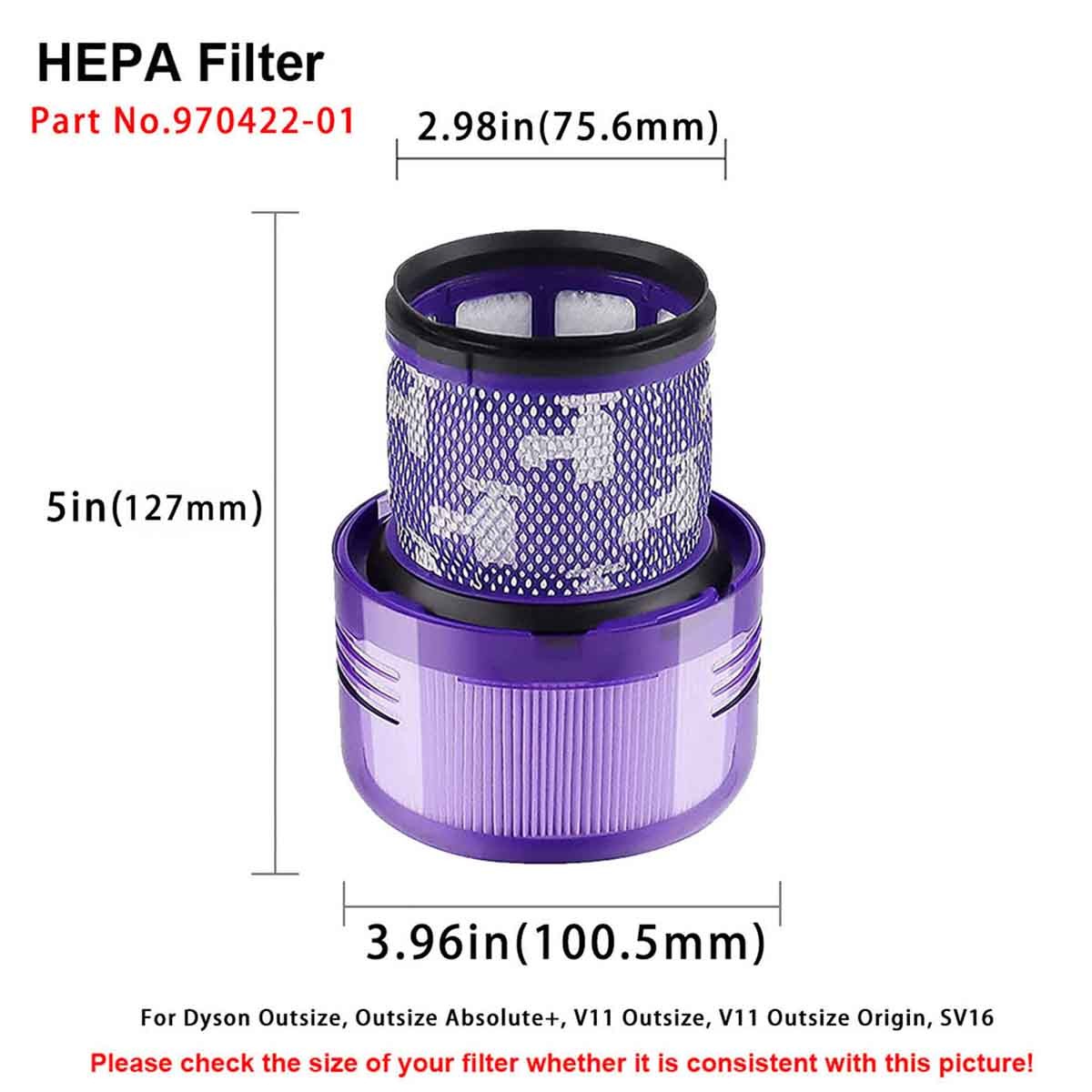 2 Pack V11 SV16 outsize absolute vacuum FILTER 970422-01 HEPA For Dyson gallery