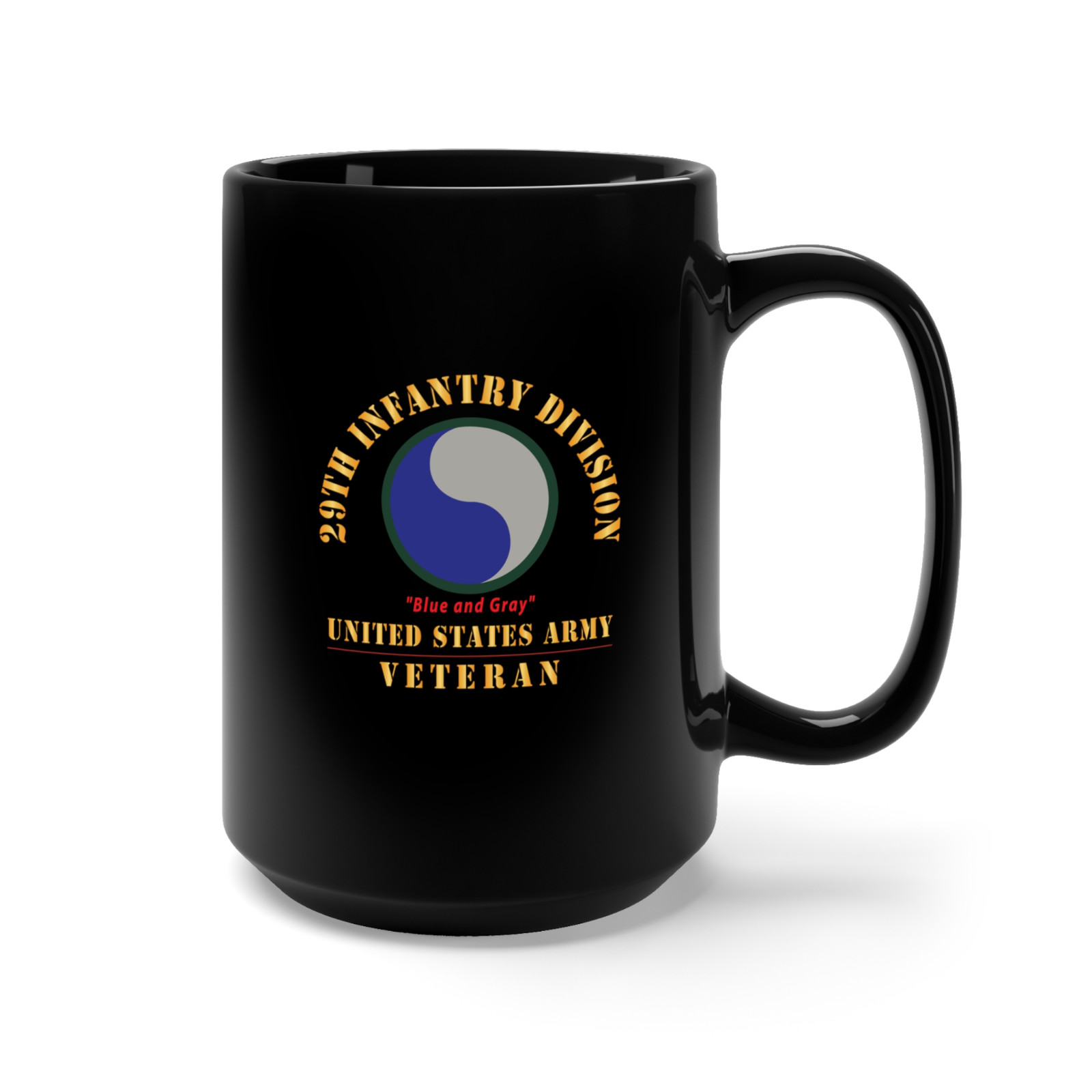 Black Mug 15oz - Army - SSI - 29th Infantry Division - Blue and Gray- US Army Ve gallery