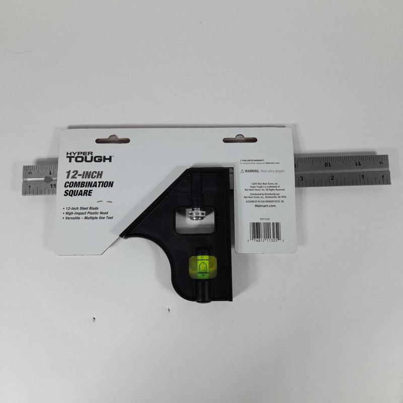 Hyper Tough 12-Inch ADJUSTABLE COMBINATION SQUARE + BUBBLE LEVEL Metric Standard gallery