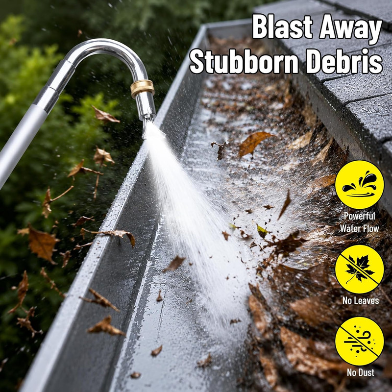 20FT Reach Gutter Cleaning Tools from the Ground, Telescopic Gutter Cleaner Tool gallery