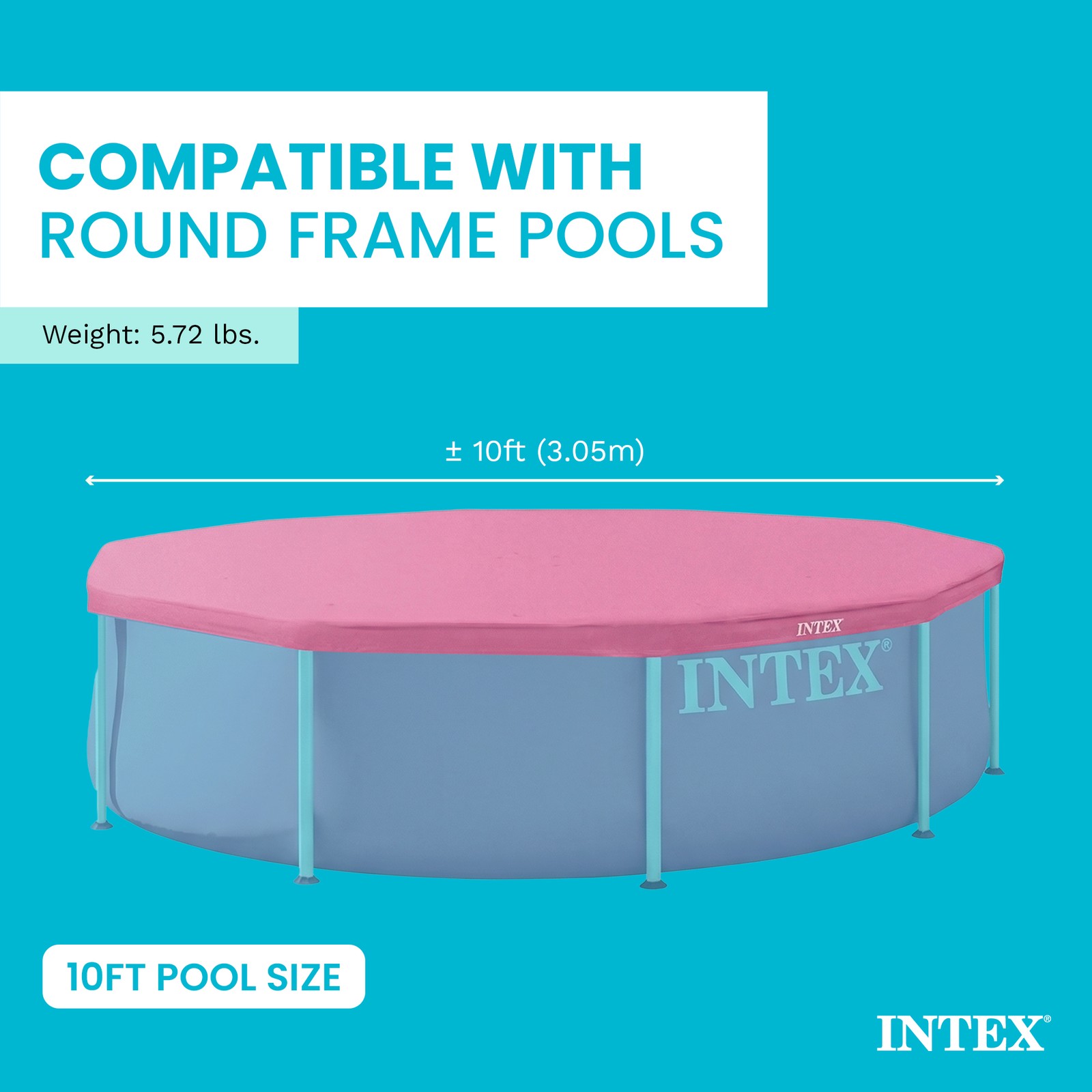 INTEX 10 Foot Round Metal Frame Outdoor Backyard Swimming Pool Cover, Pink gallery
