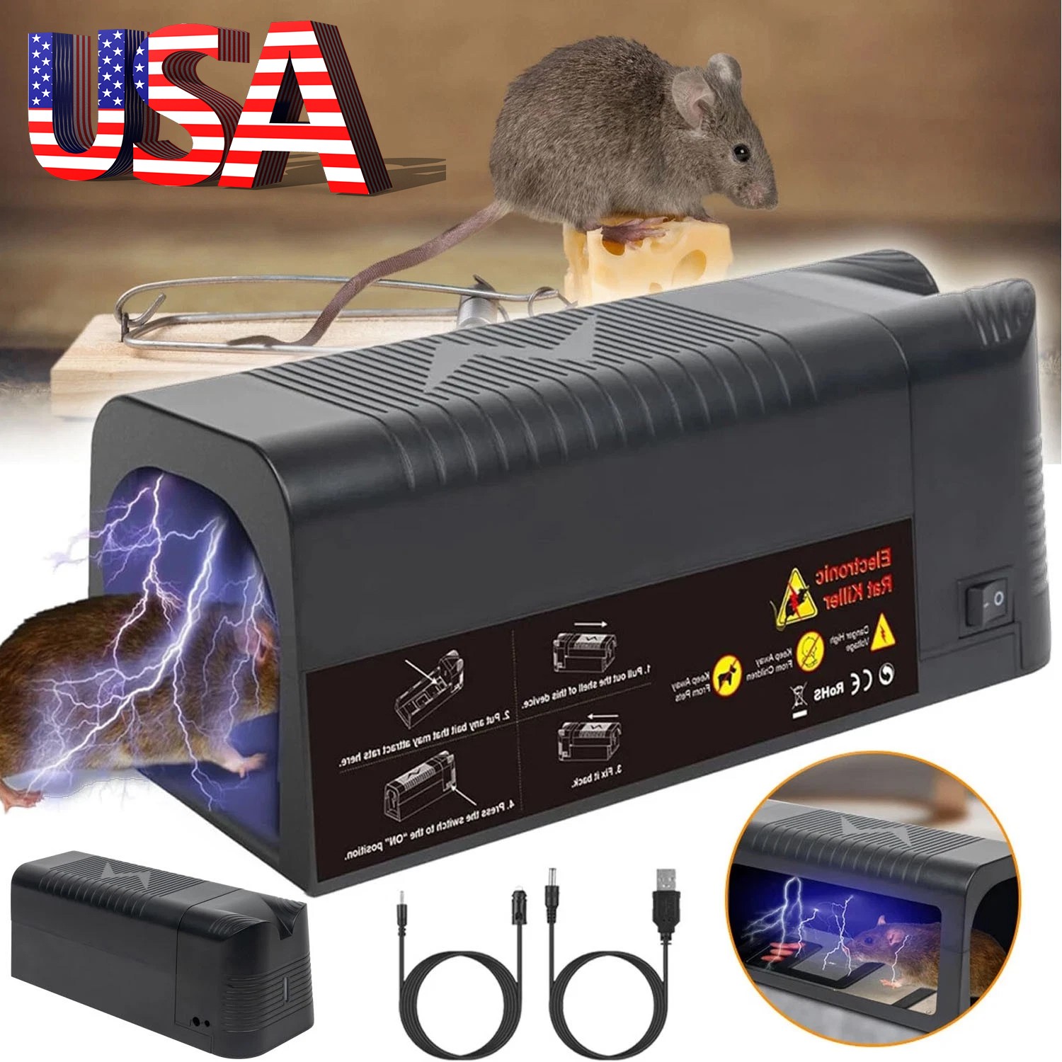 Electronic Mouse Trap Victor Control Rat Killer Pest Electric Rodent Zapper US gallery