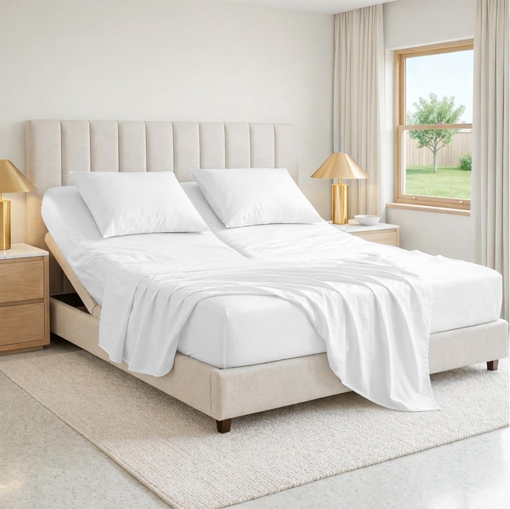 King Split Top Flex Head Sheet 100% Egyptian Cotton Sheet Set Flex Top Sheet for