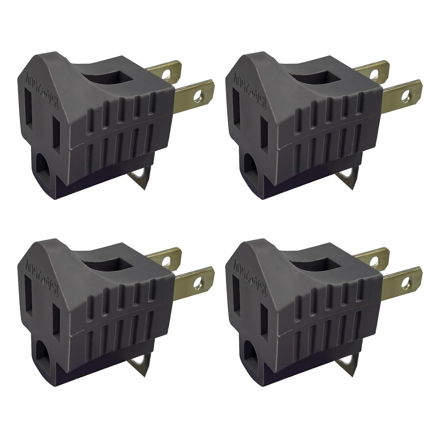 4 Pack 3-prong to 2-prong Grounding Adapter Polarized Wall Outlet Plug Black gallery
