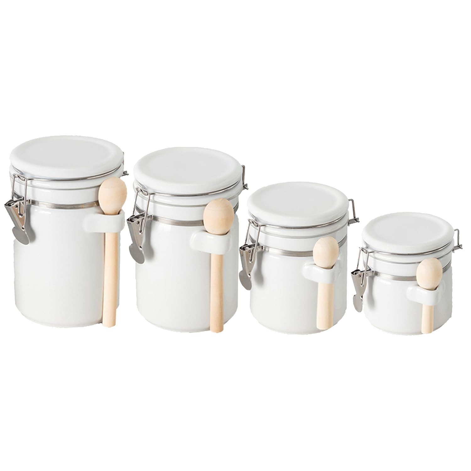 White High Gloss Ceramic 4 Piece Kitchen Canister Storage Set gallery
