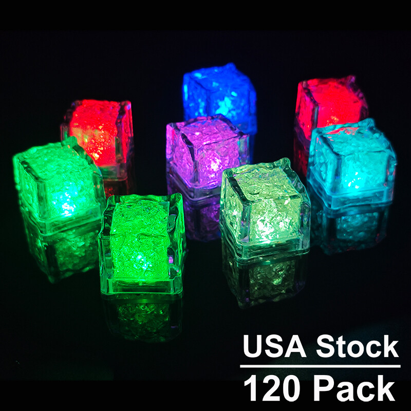 120 Pack Multi Color Flashing Glow in The Dark LED Light Up Ice Cube for Drinks gallery