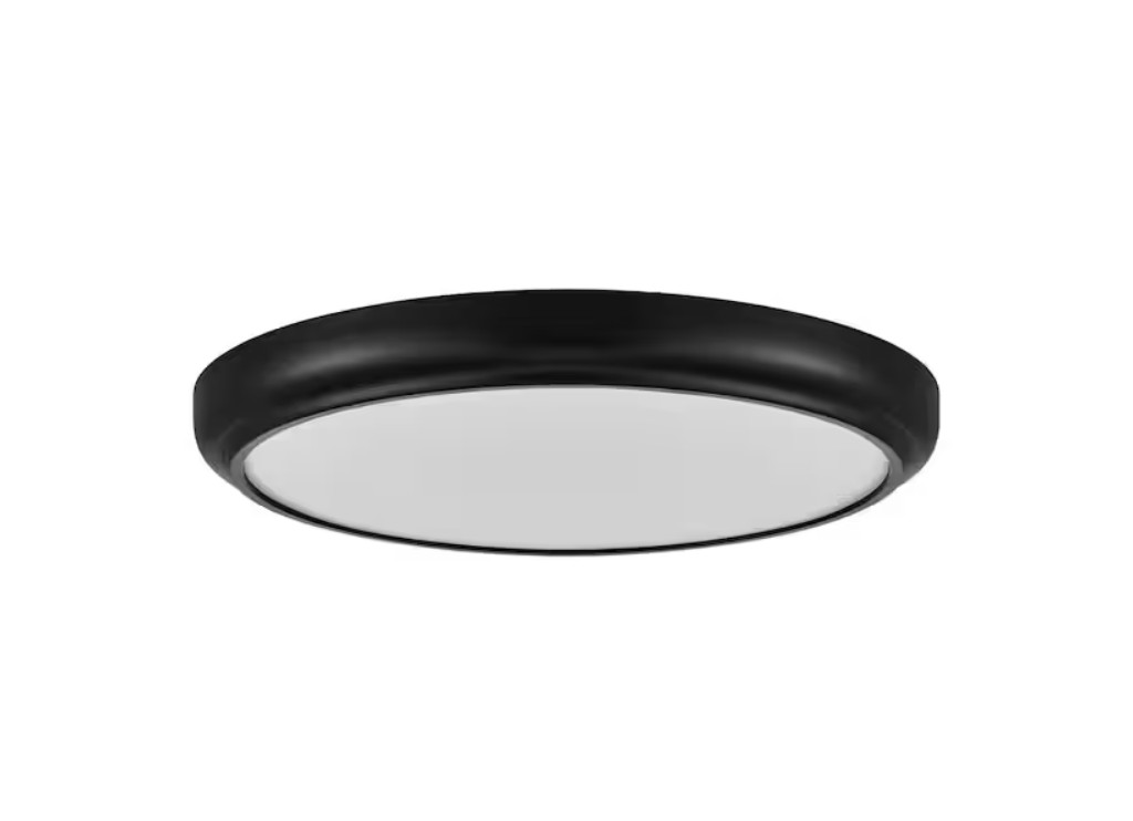 15 in. White Round LED Flush Mount with Night Light and Interchangeable Black gallery