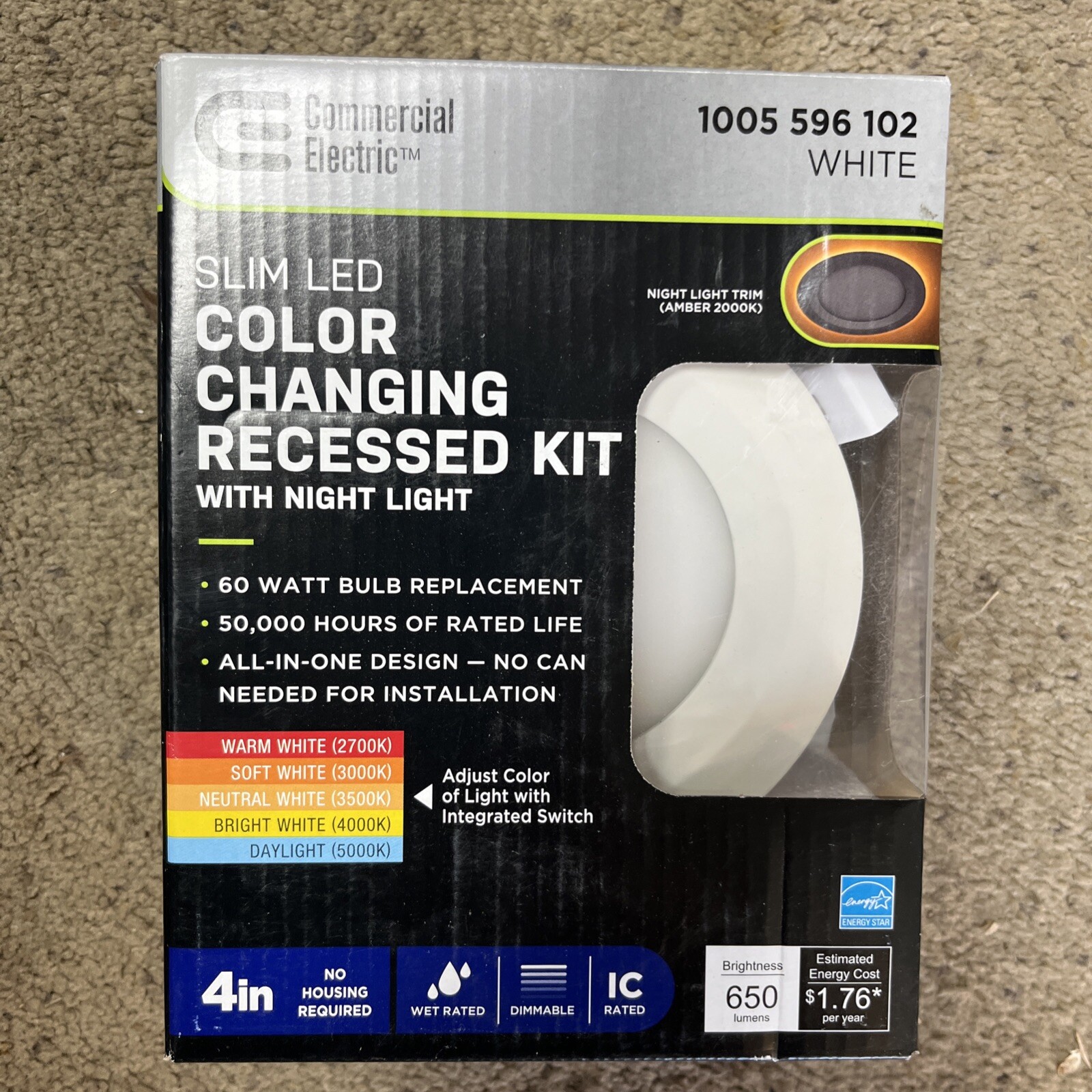 Commercial Electric 4 in. CCT Integrated LED Recessed Light Trim w/ N. LigHT gallery