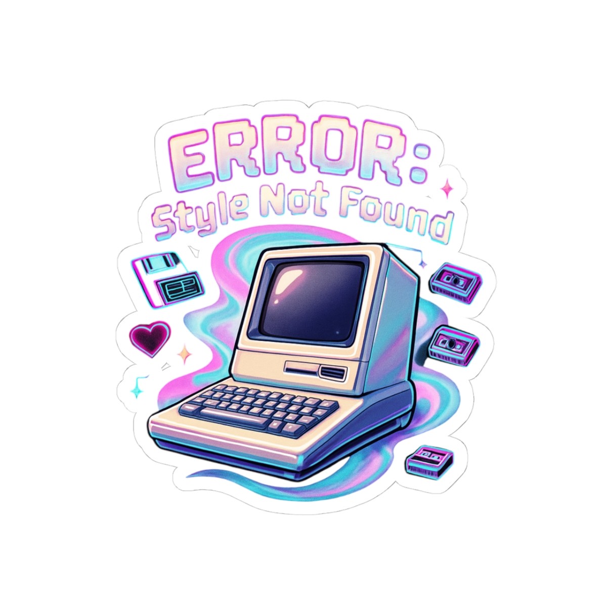 Error: Style Not Found Retro Computer Kiss-Cut Sticker gallery