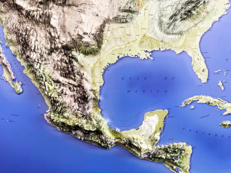 Real 3D raised relief map of North America - with touchable mountain peaks. gallery