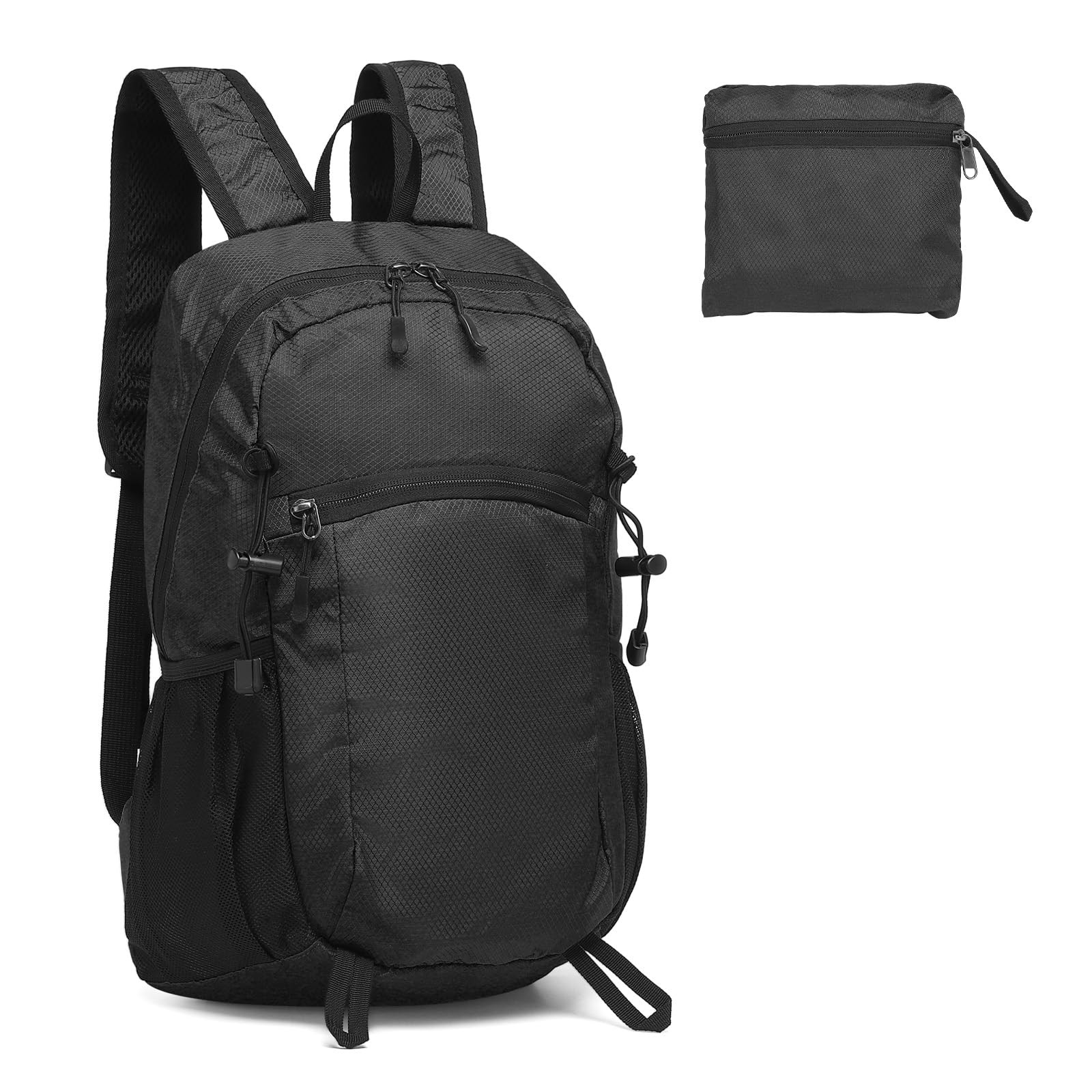 20L Foldable Hiking Backpack Lightweight Packable Daypack Water Repellent Black
