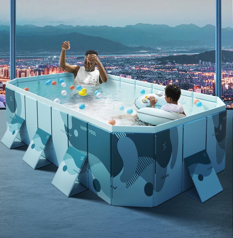 2.1M Rectangular Above Ground Swimming Pool Outdoor Adult Kiddie Pool Foldable gallery