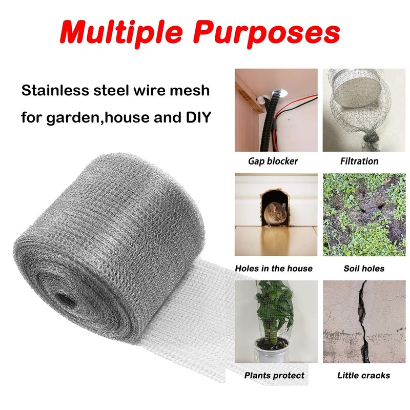 Wire Mesh for Mice Control 5 in*53 Ft,Hole Fill Fabric, Weep Holes Covers, Up... gallery