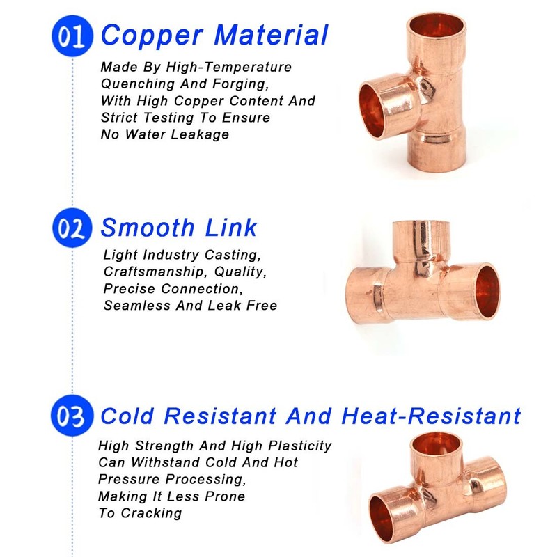 Copper End Feed Reducing T-Shaped Tee 6.35mm-108mm Welded Joint Fittings gallery