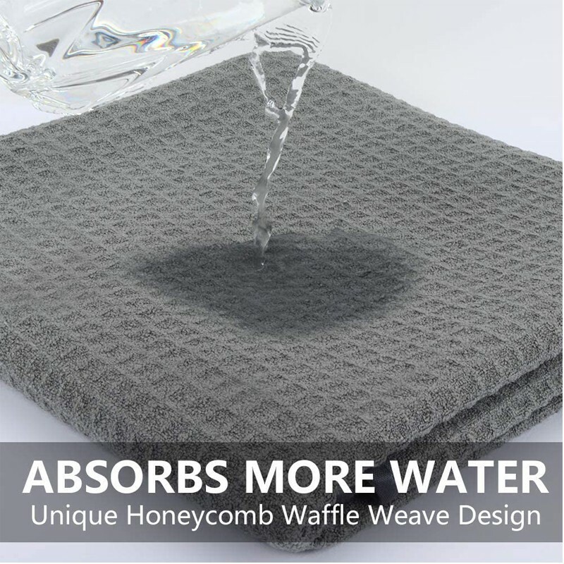 3 Pcs Large Waffle Weave Grey Thirsty Microfiber Drying Towel 16" x 24" gallery