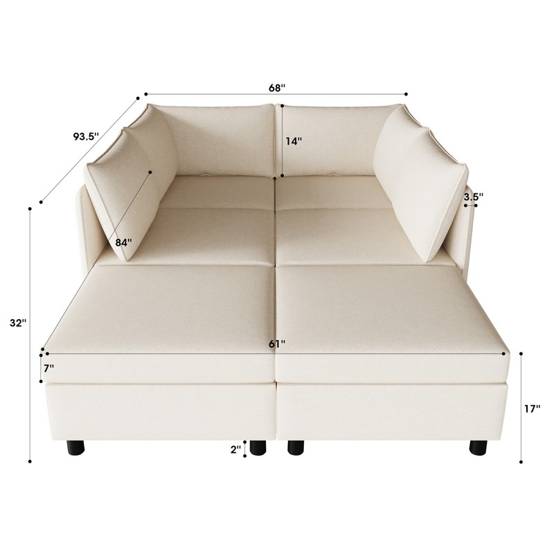 Modern U Shape Modular Sofa Convertible Sectional Couch with Storage Ottomans gallery