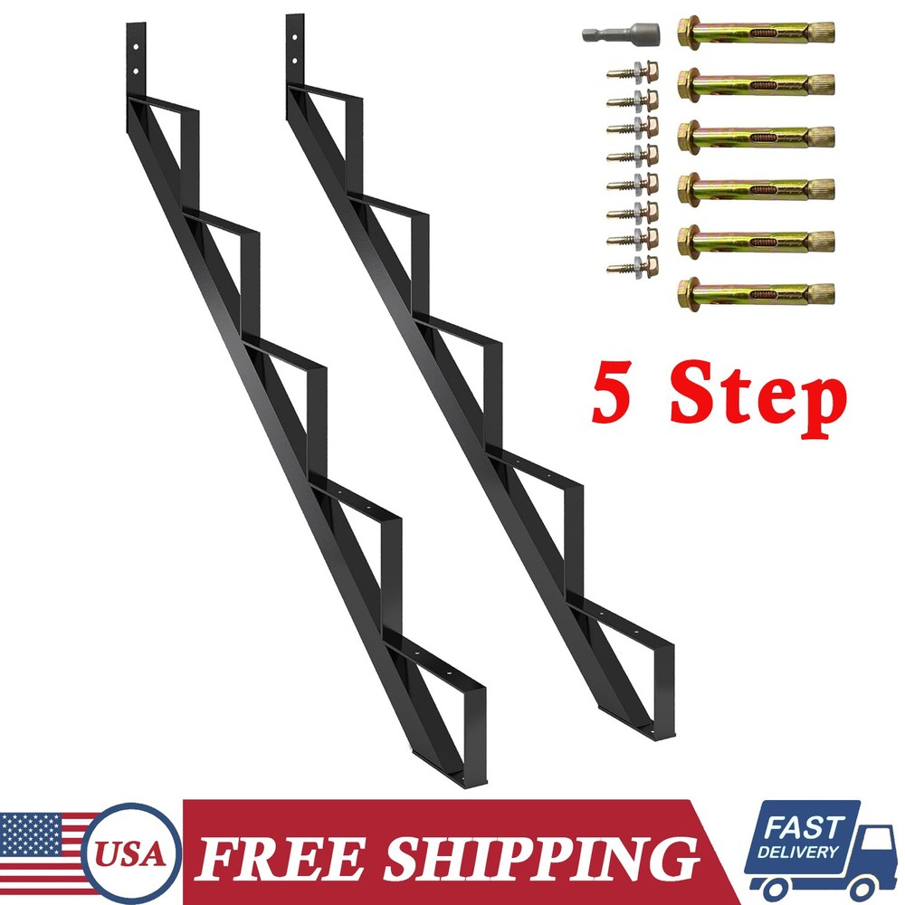 2 Pack Steel Stair Step Riser 5 Step Steel Stair Stringer for Deck Height 35.4''