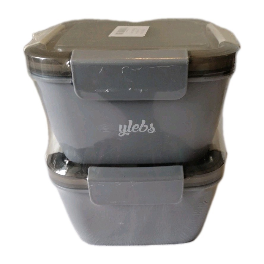 Ylebs Salad Lunch Containers to Go, 2 Pack 52-Oz Bowls with 3 Compartments, gallery