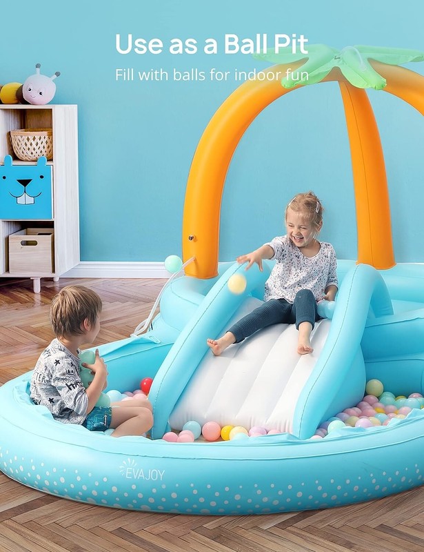 Evajoy Kiddie Pool Inflatable Play Center Kids Pool W/ Slide Water Sprayers NEW gallery