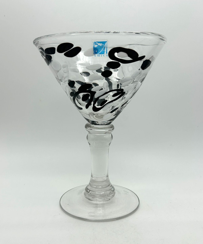 Global Amici Hand Blown “Splash” Glass Cocktail Shaker w/ 4 Martini Glasses gallery