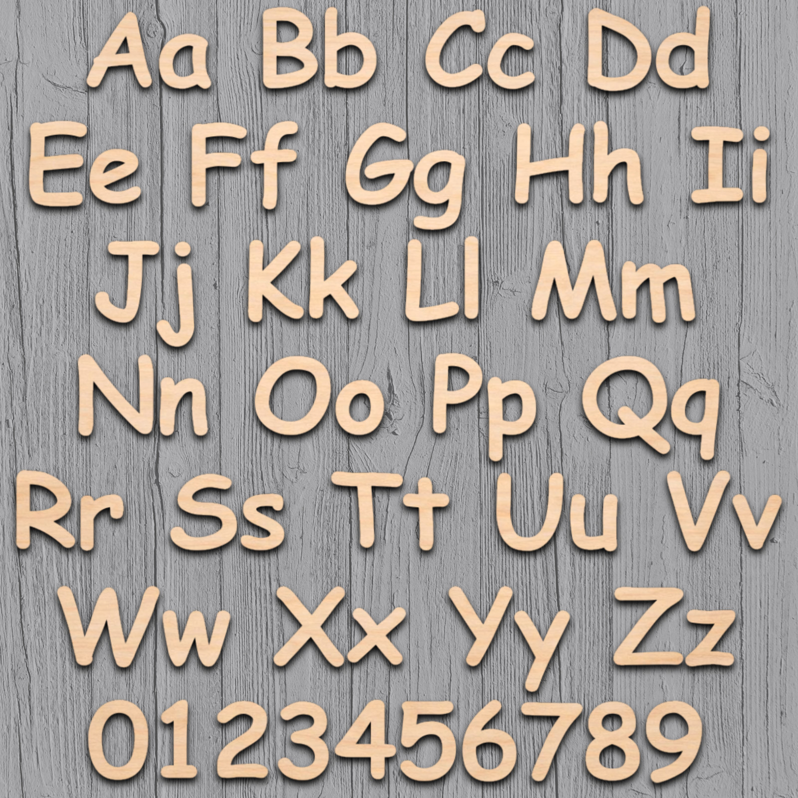 Comic Sans Font Wood Letters Numbers Cutout Unfinished Laser Cut 3mm Craft 14" gallery