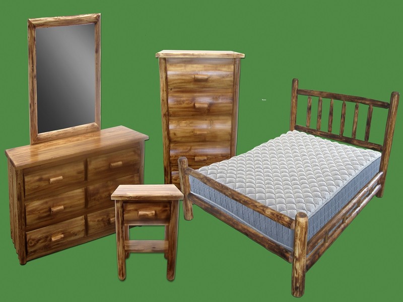 Northern Torched Cedar Log Bed - California King- Double Side Rail/Free Shipping gallery