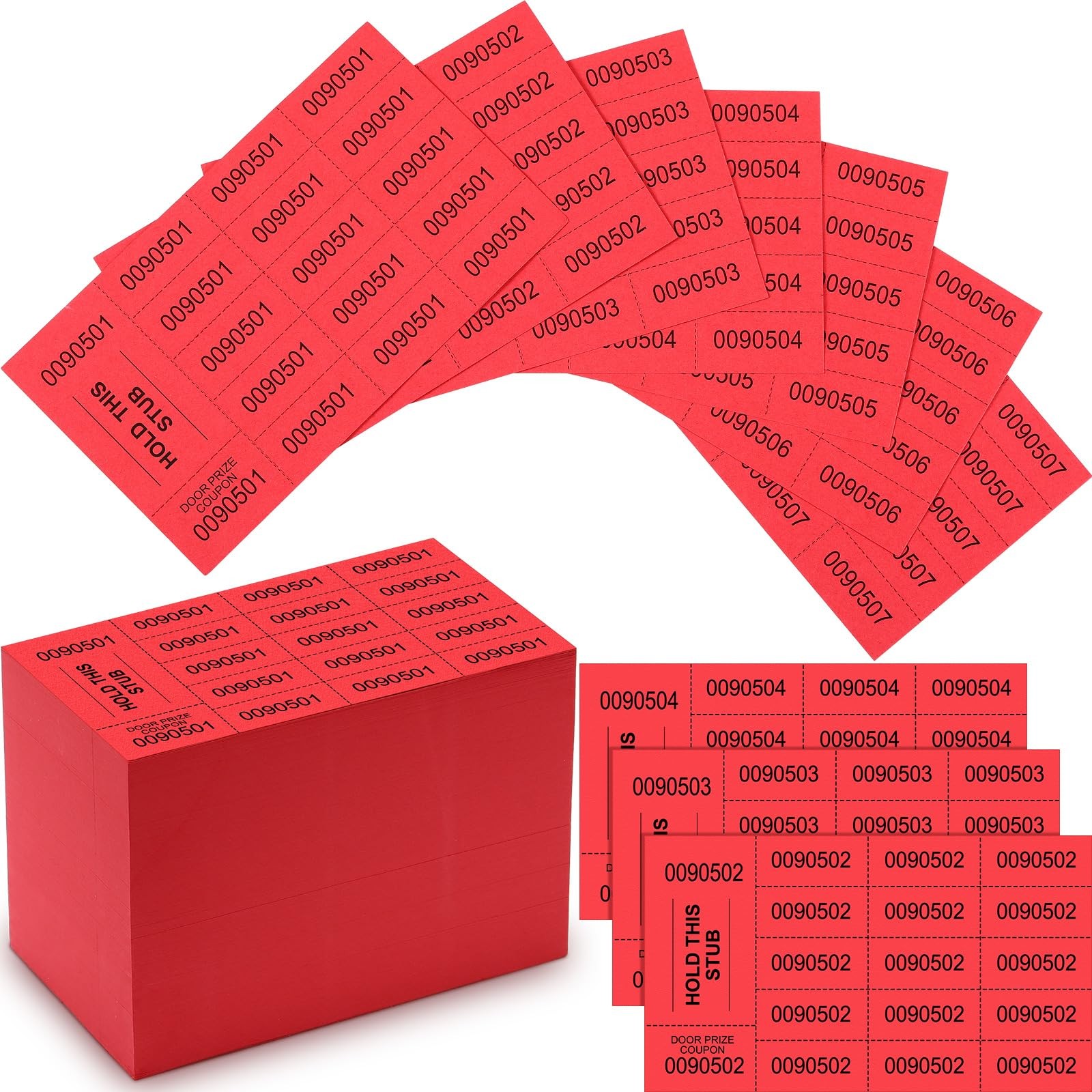 1000 Sheets Red Raffle Tickets 15 Bid Numbers Auction Event Church gallery