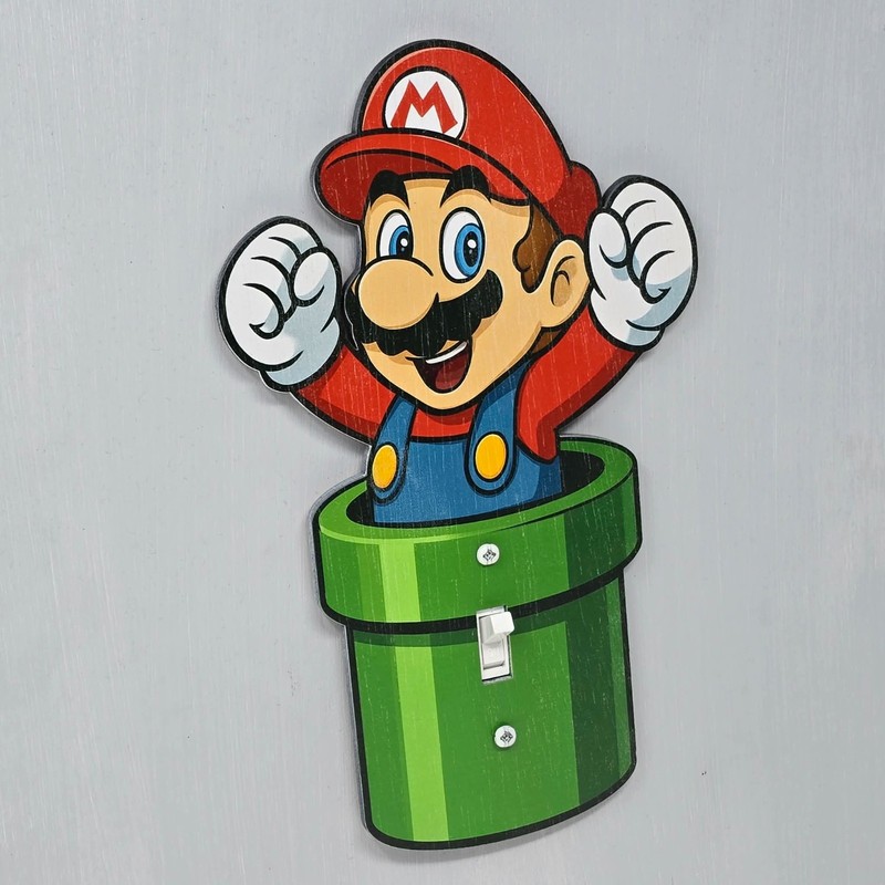 Mario Pipe Light Switch Cover SMB1 Luigi Video Games Kids SNES Retro NES Bowser gallery