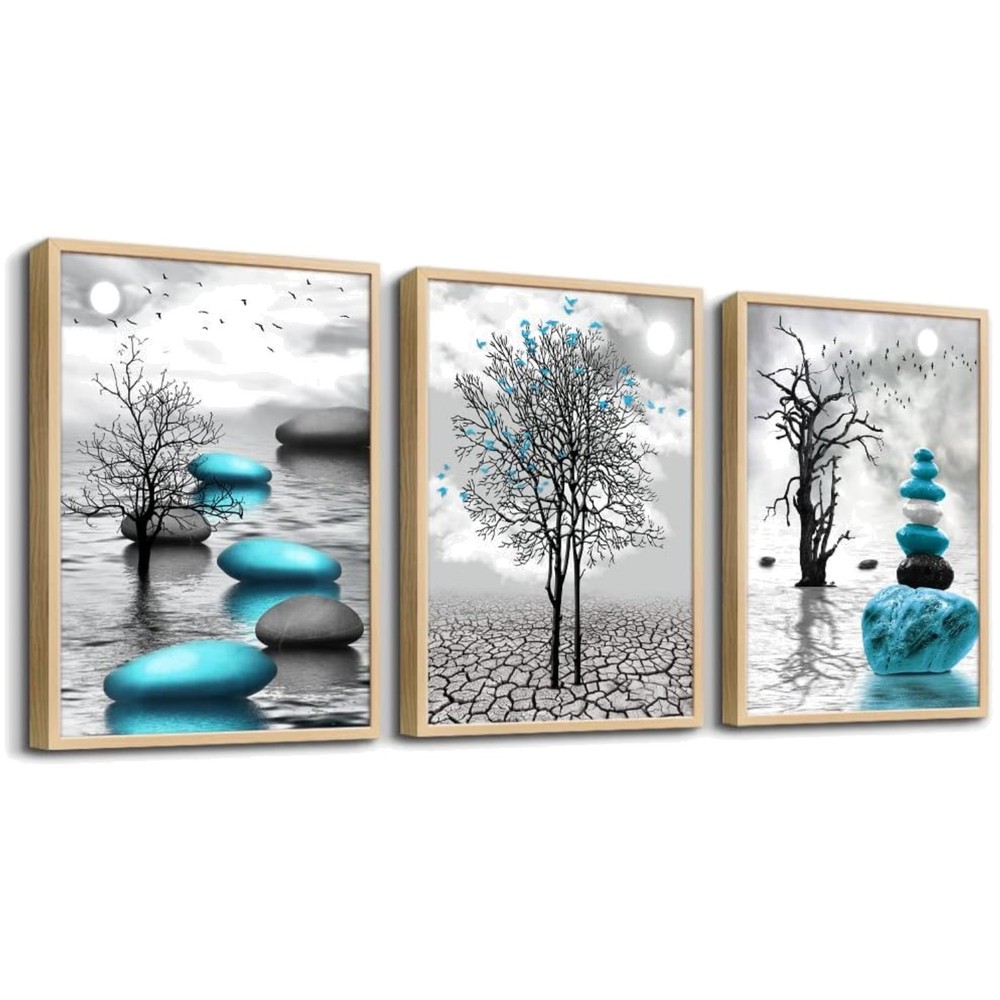 Abstract Animal Theme 3-Piece Framed 12x16in Canvas Art Set for Home Elegance
