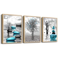 Abstract Animal Theme 3-Piece Framed 12x16in Canvas Art Set for Home Elegance