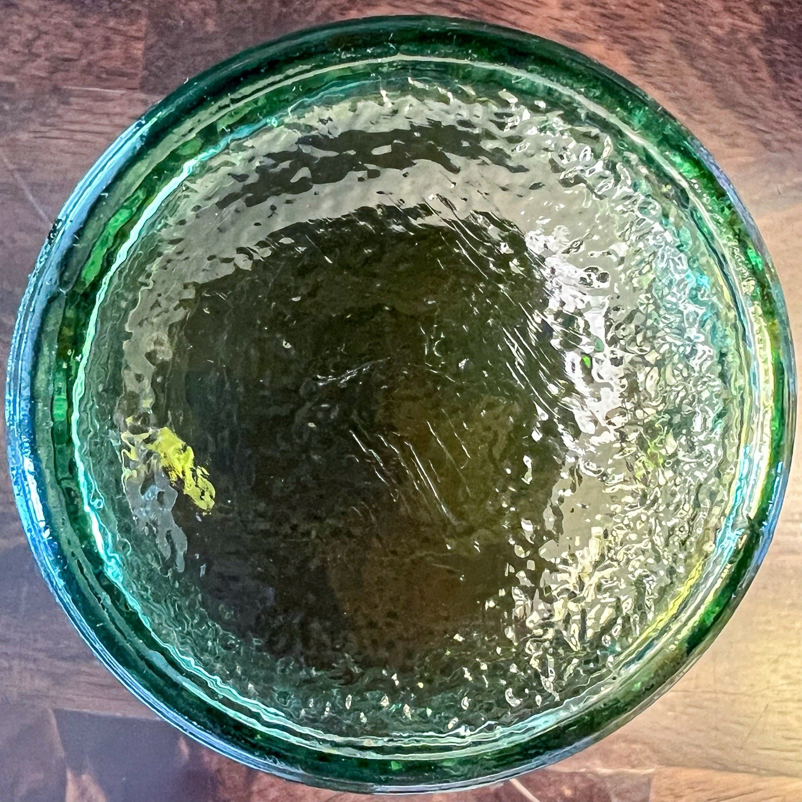 Anchor Hocking Soreno Avocado Green Highball Glass 5” Bark Textured 12oz Vintage gallery
