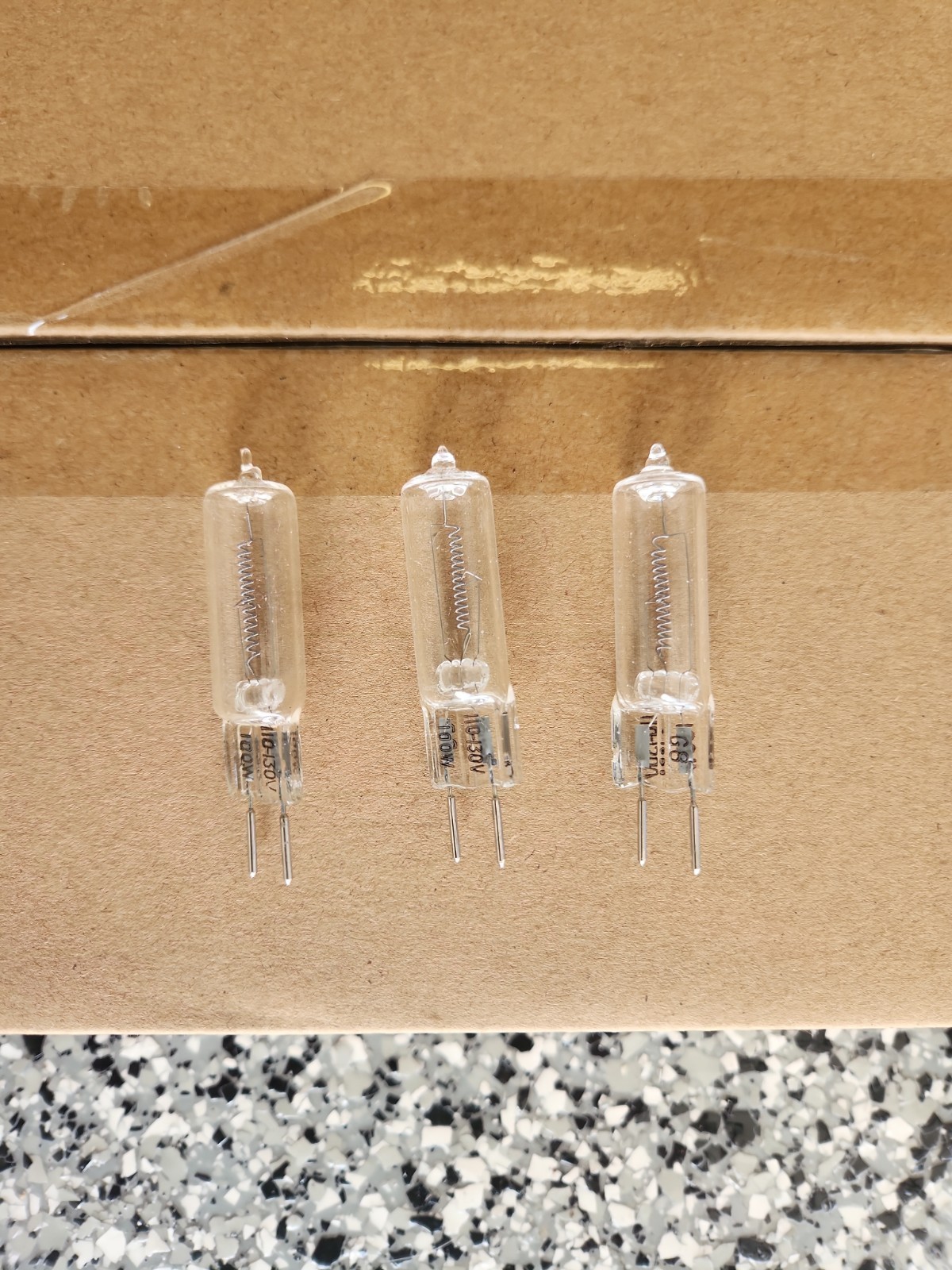 Three 100 watt G8 Clear Bulbs 100W 120V T4 Bi-Pin 2-Pin G8 Base gallery