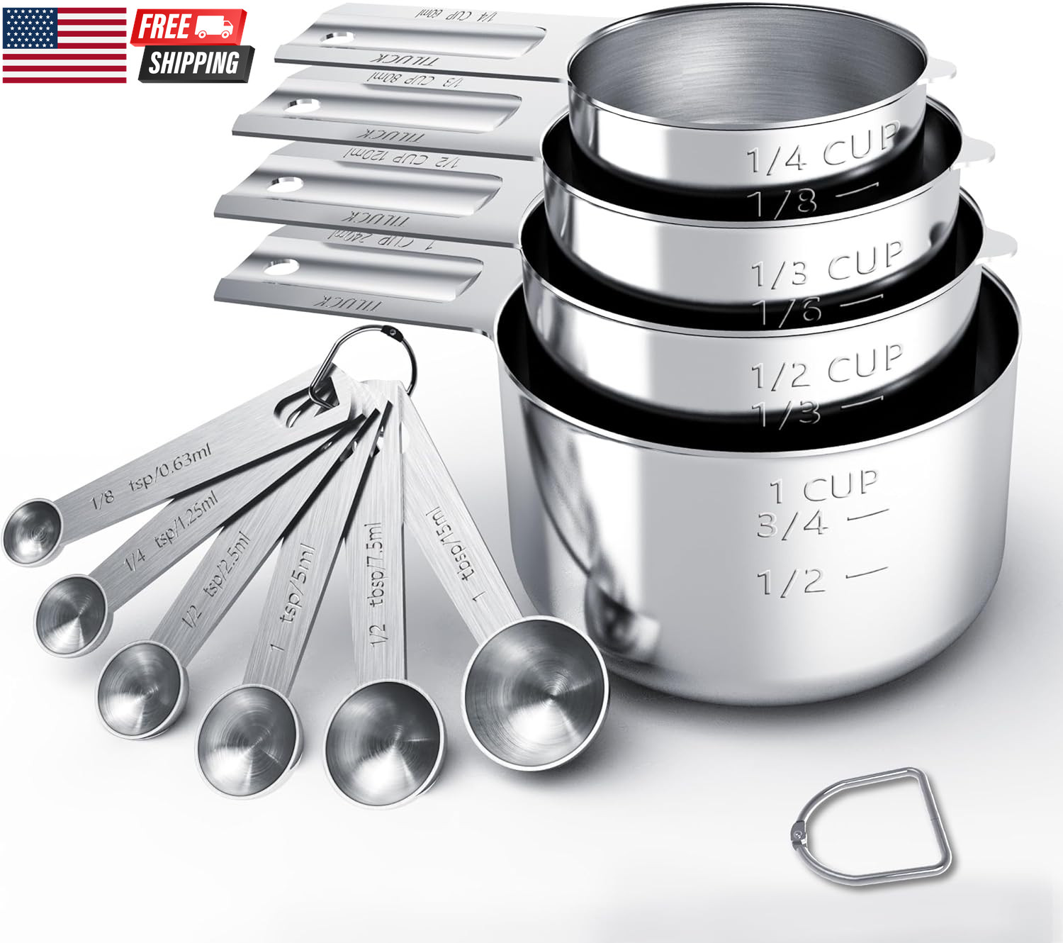 Stainless Steel Measuring Cups & Spoons Set, Cups and Spoons,Kitchen Gadgets for gallery
