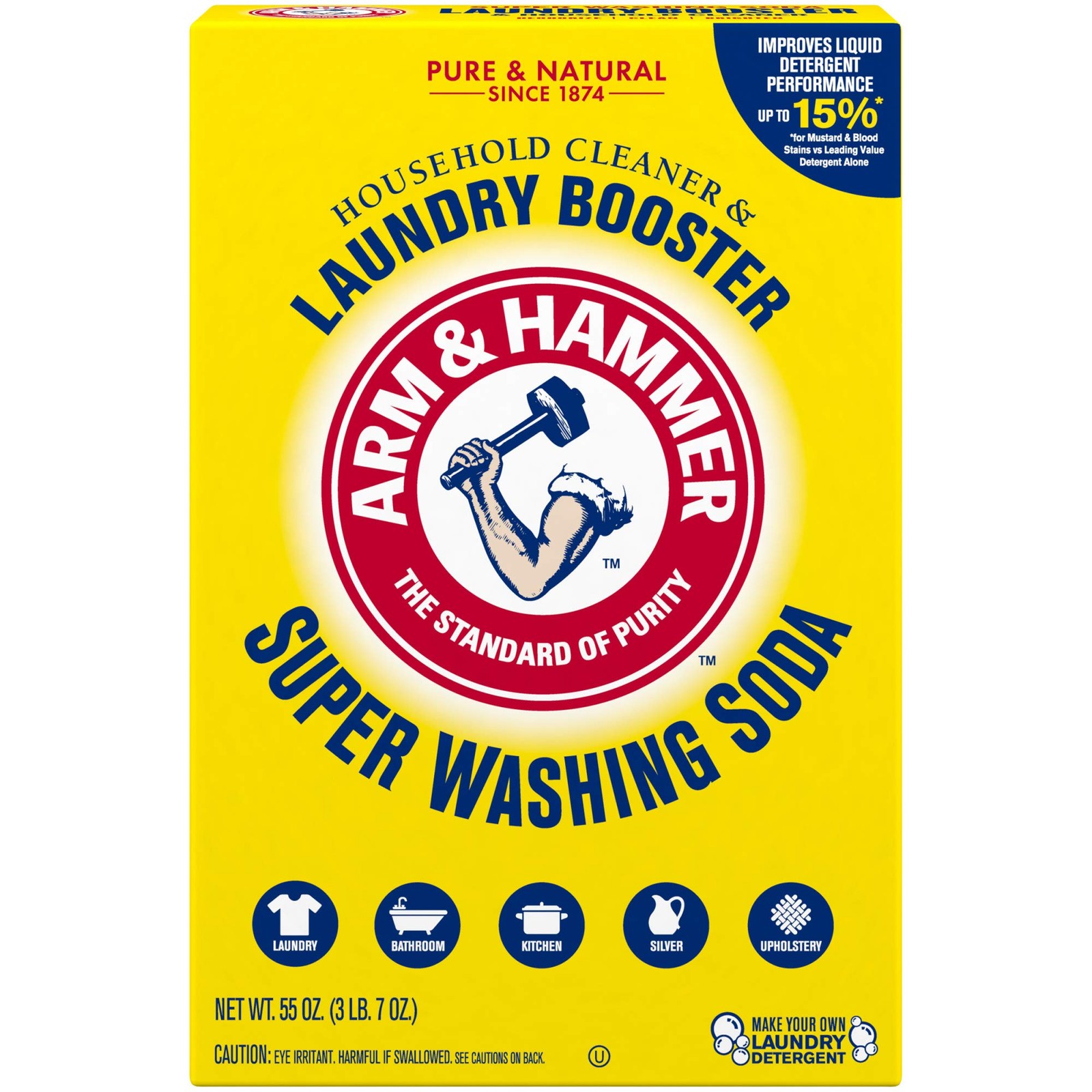 ARM & HAMMER Super Washing Soda Household Cleaner 55 Ounce (Pack of 1), Multi gallery
