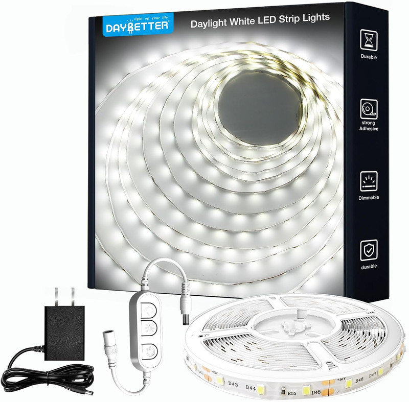 20ft Dimmable White LED Strip Light 6500K Daylight Under Cabinet Kitchen 12V gallery