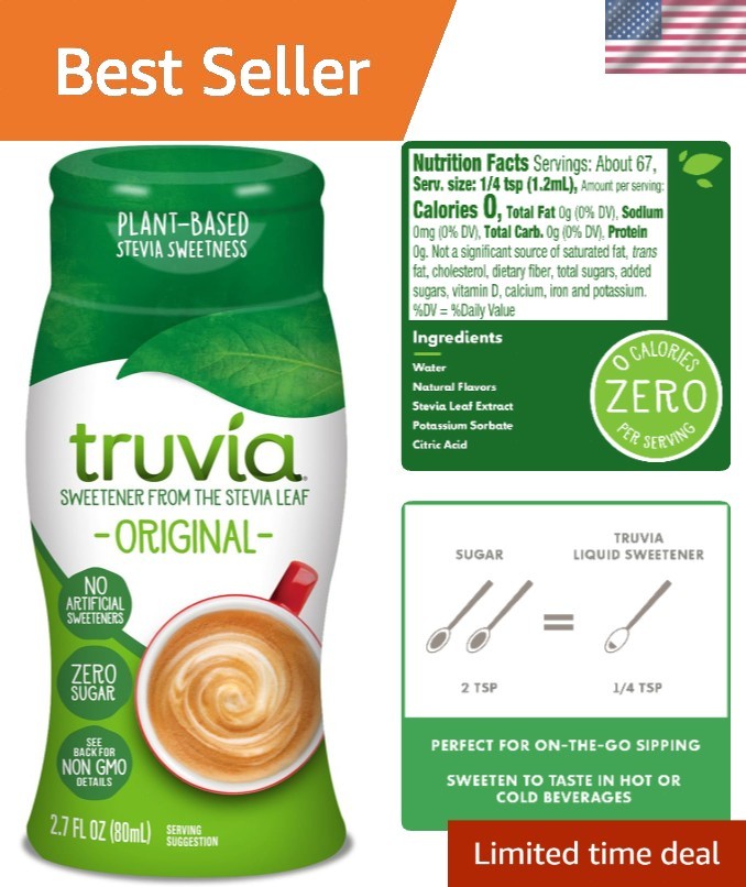 Zero-Calorie Liquid Stevia Sweetener, Flavor, 2.7 Fl Oz - Keto Friendly gallery