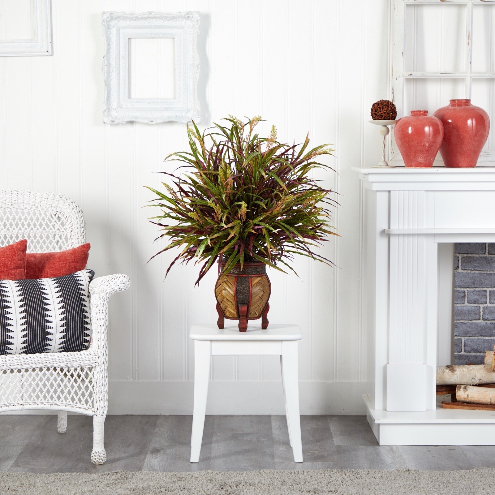 30" Autumn Grass Artificial Arrangement in Planter Home Decor. Retail $129 gallery