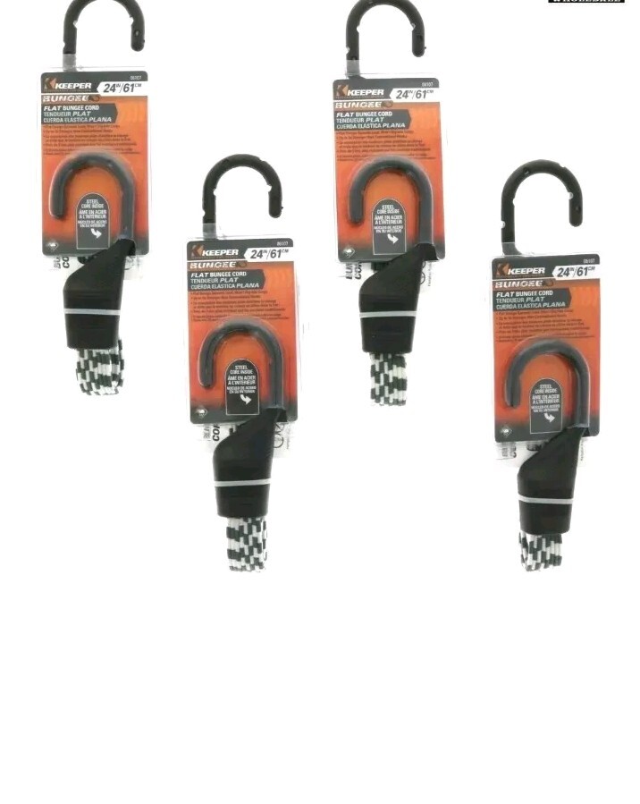24" Flat Bungee Tie Down Cord Rope Hook ~ 4-Pack gallery