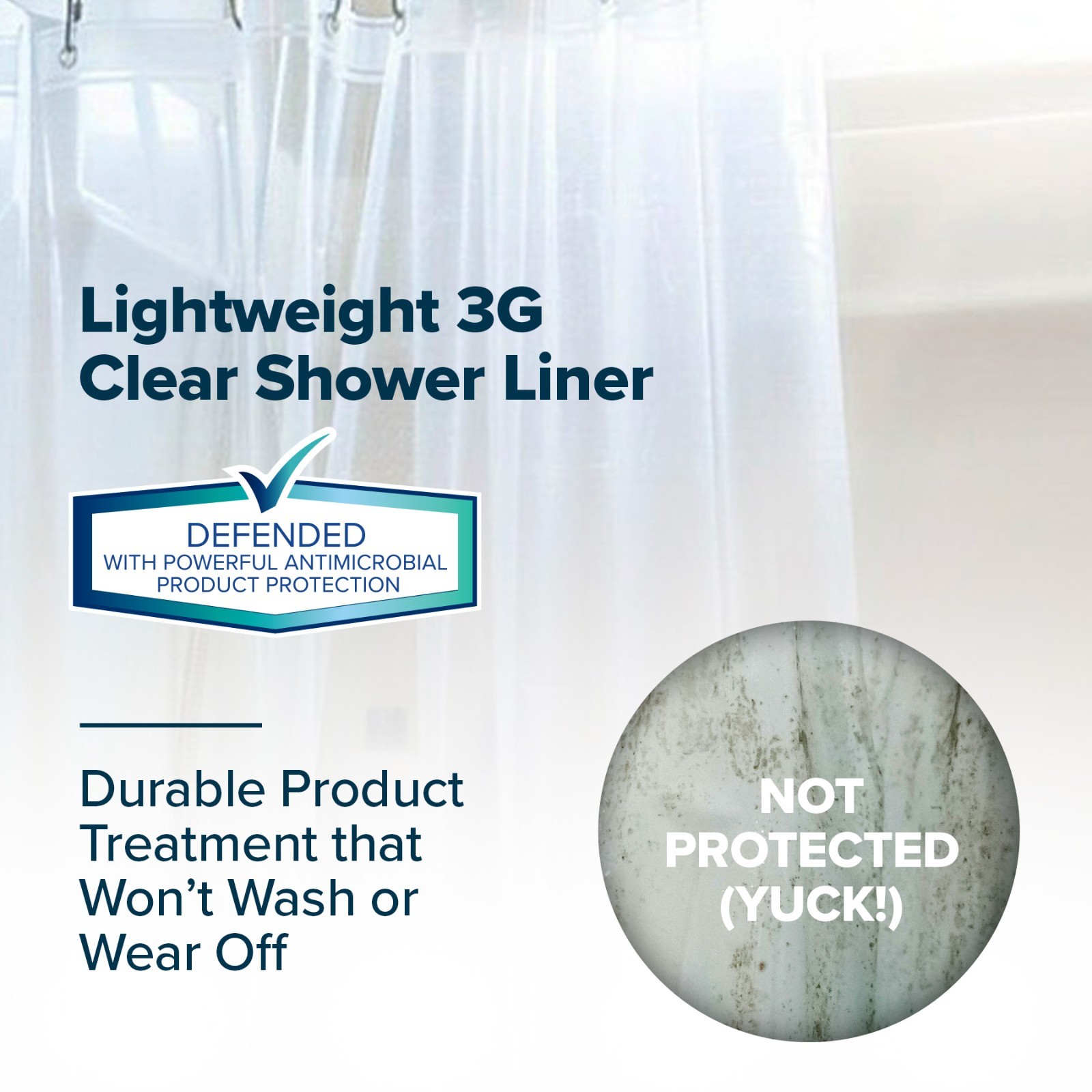 Clear Mildew Resistant Lightweight PEVA Shower Curtain Liner (70" x 72") gallery