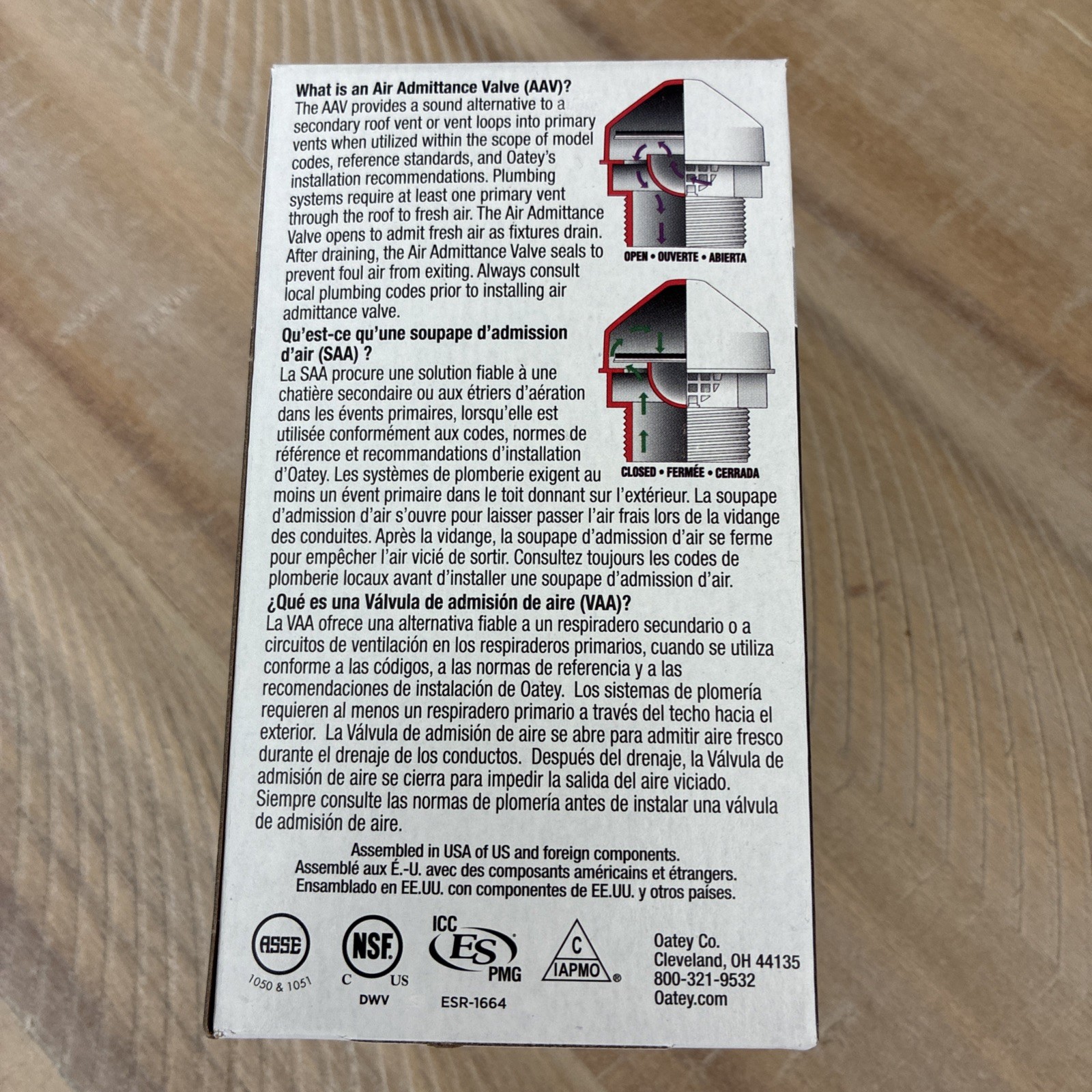 OATEY 39016 USA MADE 2" 1 1/2" SURE VENT PLUMBING AIR ADMITTANCE PVC gallery