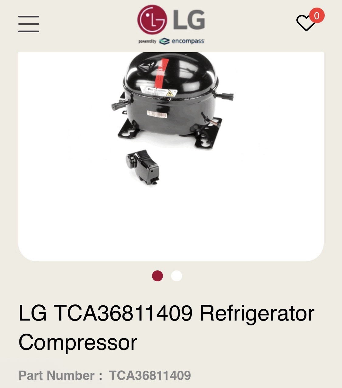 LG TCA36811409 Electric Refrigerator Compressor Black MPN TCA36811409 For LG gallery