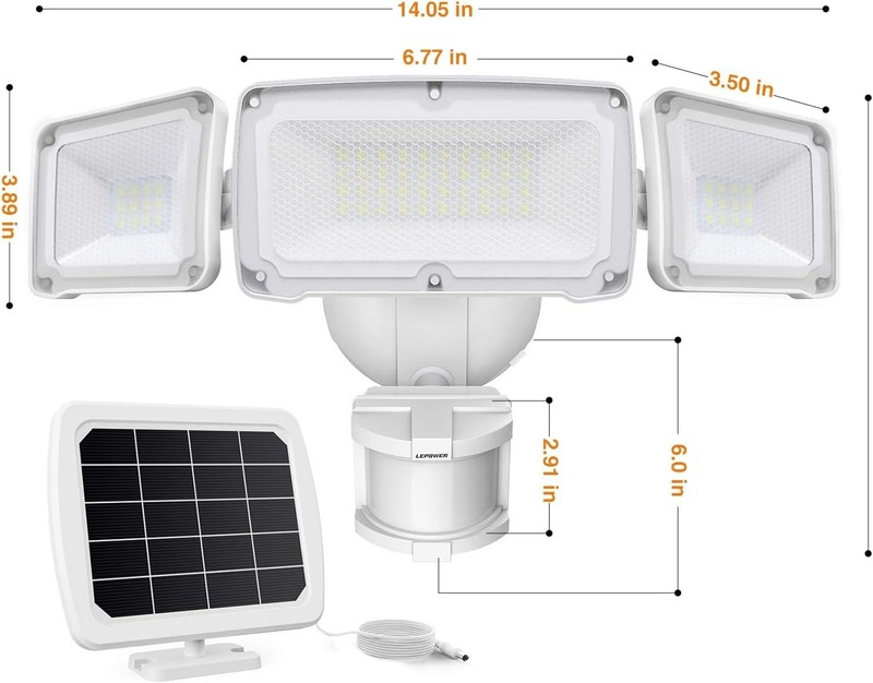 Solar Powered 3-Head Security Light: 1600LM, Waterproof & Motion Sensor gallery