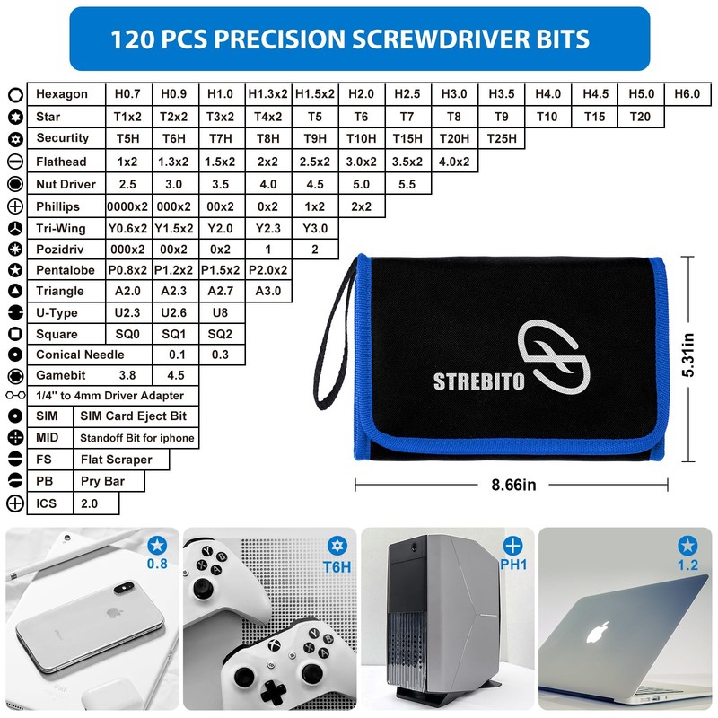 STREBITO Electronics Precision Screwdriver Sets 142-Piece with 120 Bits Magnet gallery