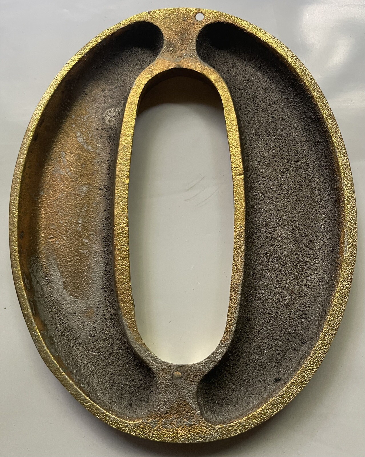 ZERO 0 POLISHED BRASS PLATED METAL HOUSE ADDRESS NUMBER, 6" HIGH 1.5 POUNDS NEW gallery