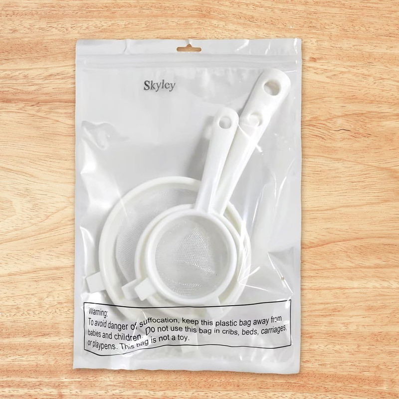 3 Pcs Plastic Nylon Mesh Strainer Colander with Handle Double Ear Fine Food Mesh gallery
