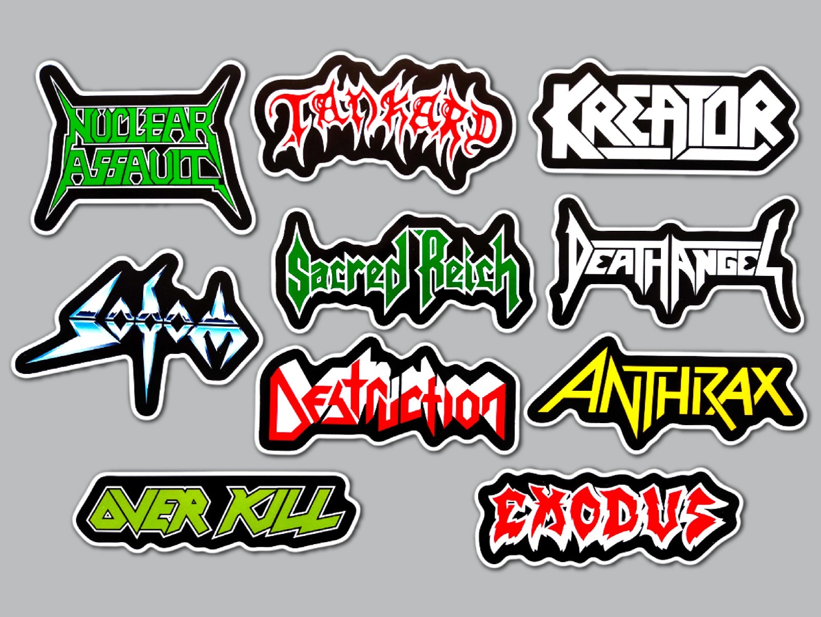 Thrash Metal Vinyl Sticker Lot (10 Pack) SET 1 nuclear assault exodus anthrax gallery