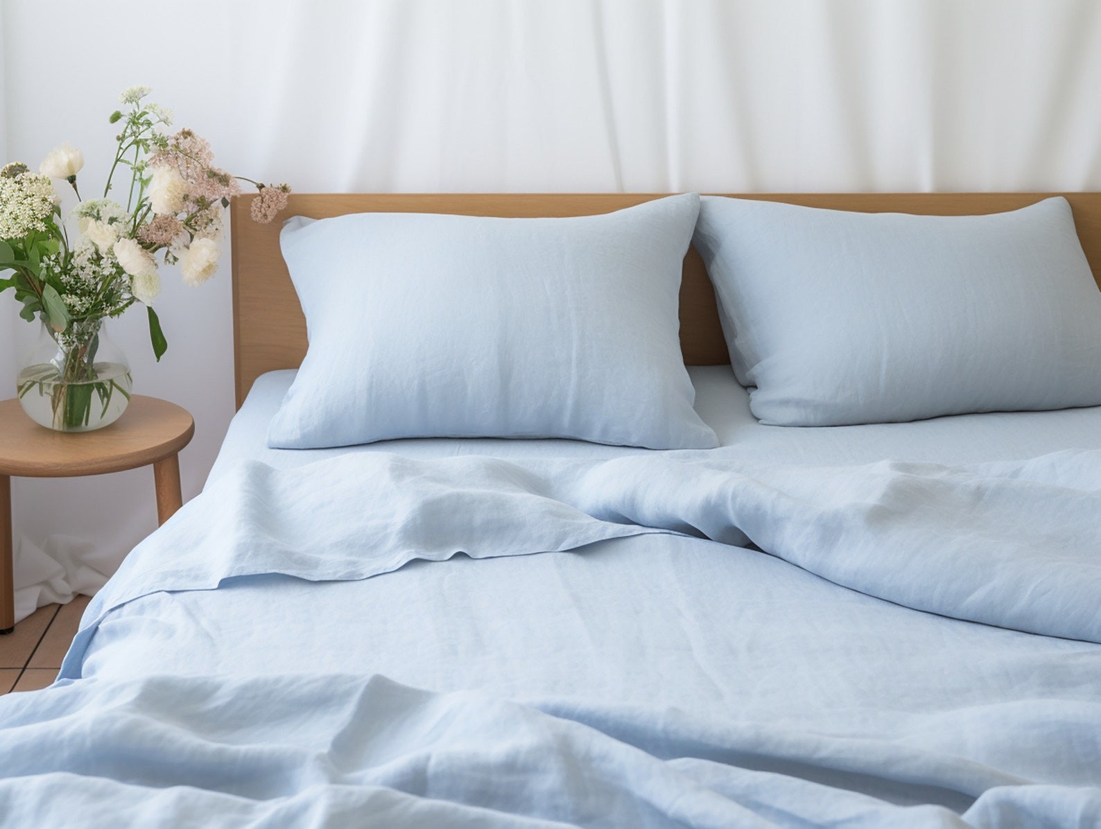 Linen Sheet Set 100% Organic Flax Linen Bed Sheets Flat Sheet with Pillowcases gallery