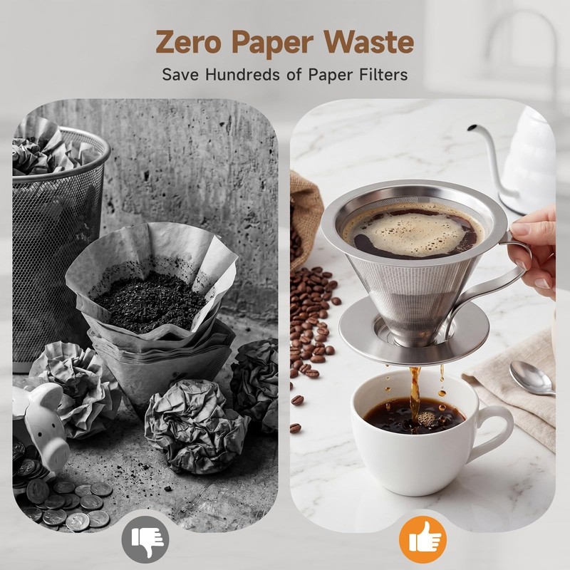 Reusable #4 Coffee Filter for Technivorm Moccamaster, Stainless Steel Funnel Hol gallery