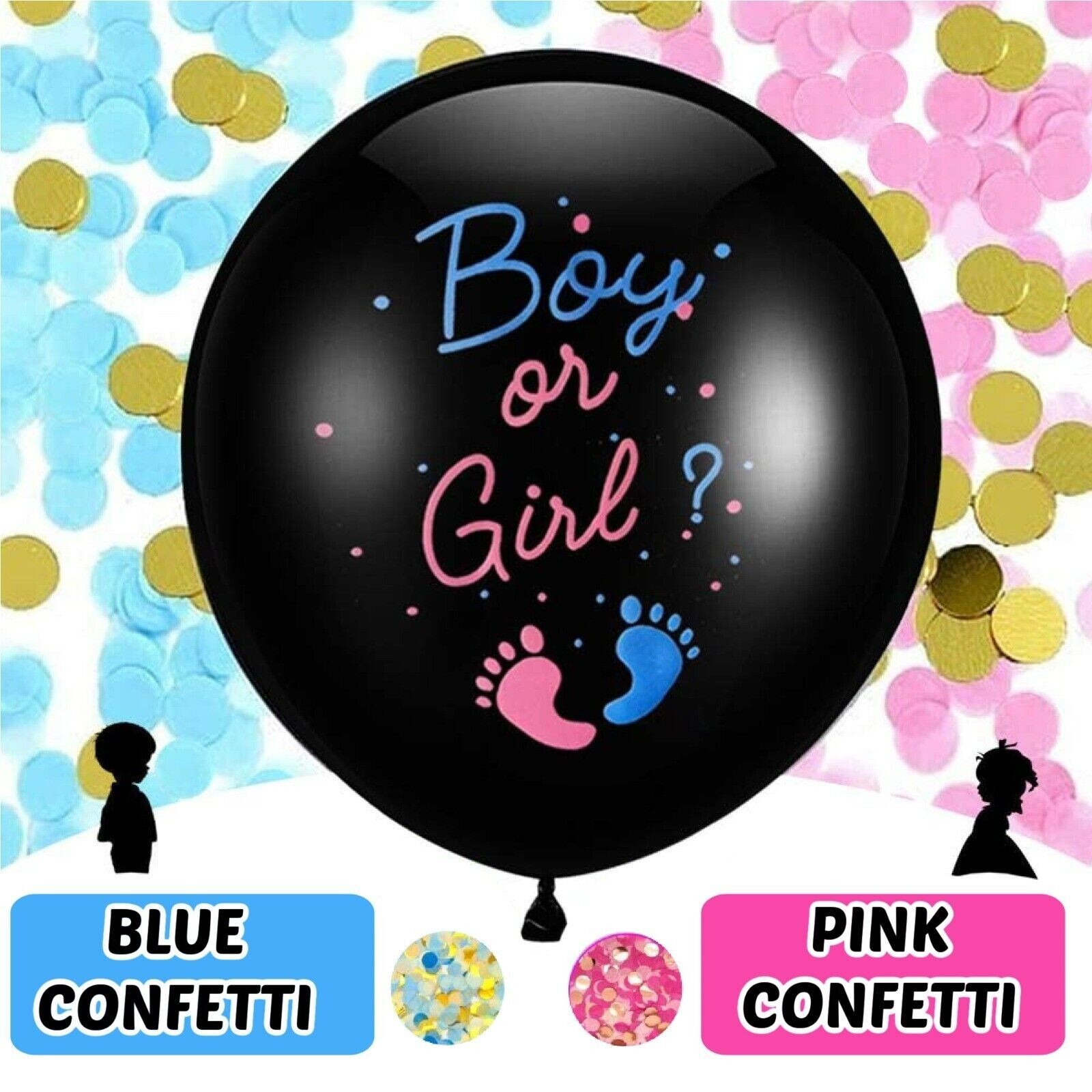 Large GENDER REVEAL Balloon Giant Confetti Baby Shower Decorations Free shippin gallery